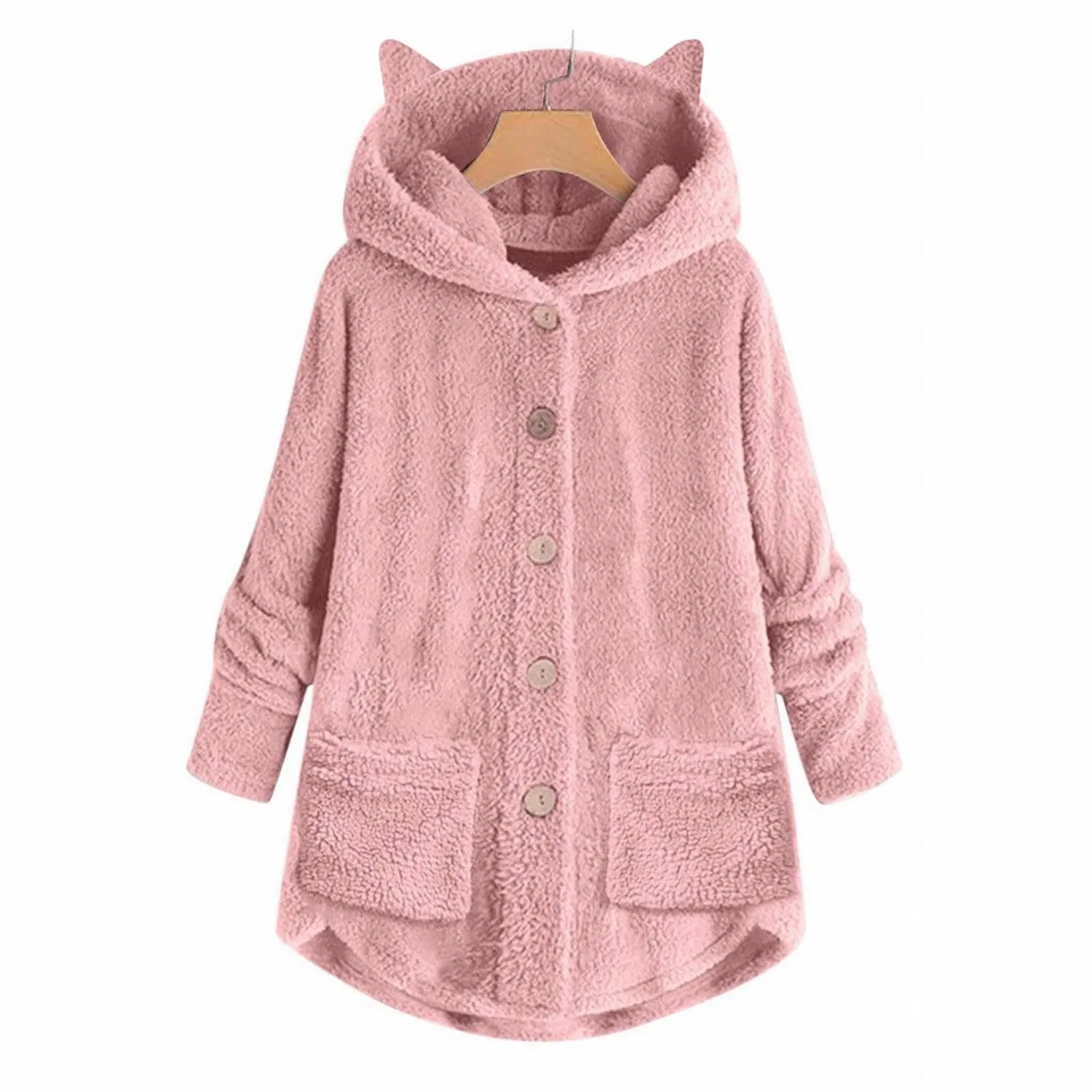 Женская флисовая куртка с капюшоном Teddy, Colore: Rosa — фото 2