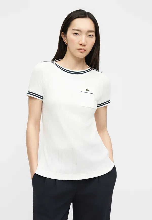 Футболка Lacoste Classic, белый/темно-синий, круглый вырез — фото 4