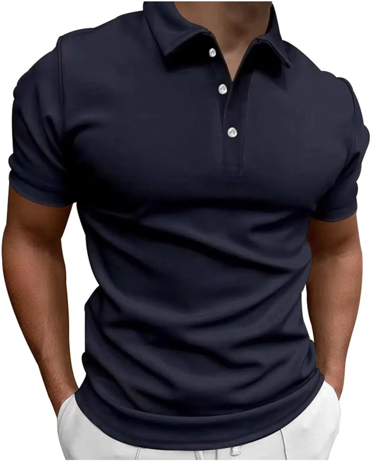 Мужская классическая рубашка с коротким рукавом Solid, Navy