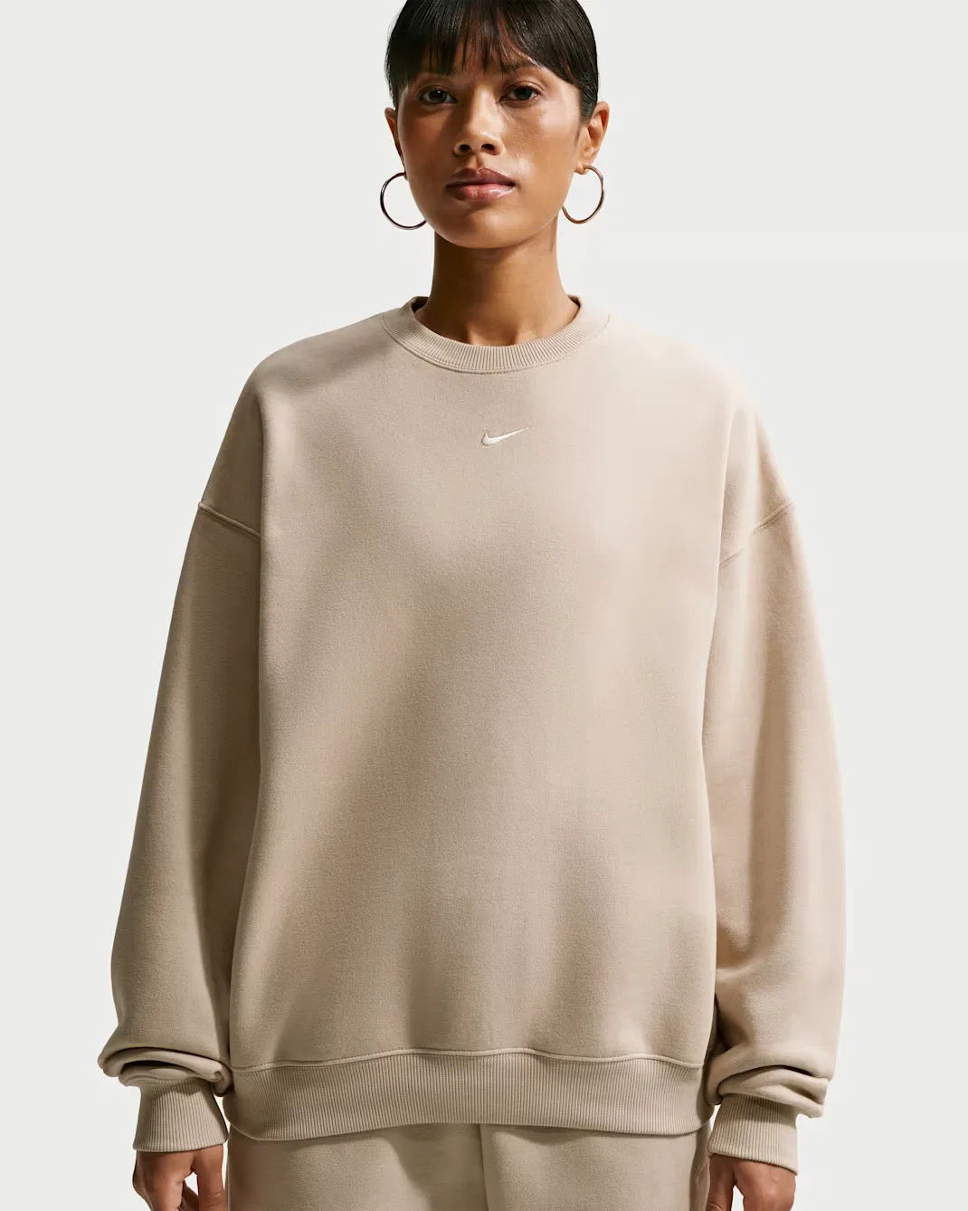 Женская толстовка оверсайз с круглым вырезом Nike Studio Fleece Medium Weight, Cream II/Sail