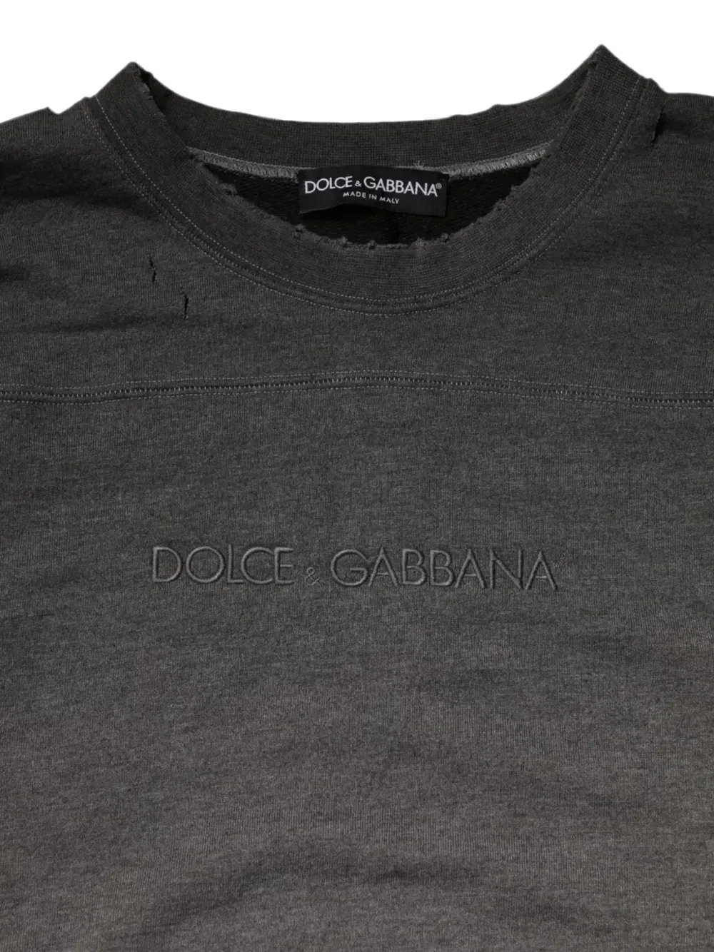 Толстовка с вышитым логотипом и эффектом потертости DOLCE & GABBANA, серый — фото 3