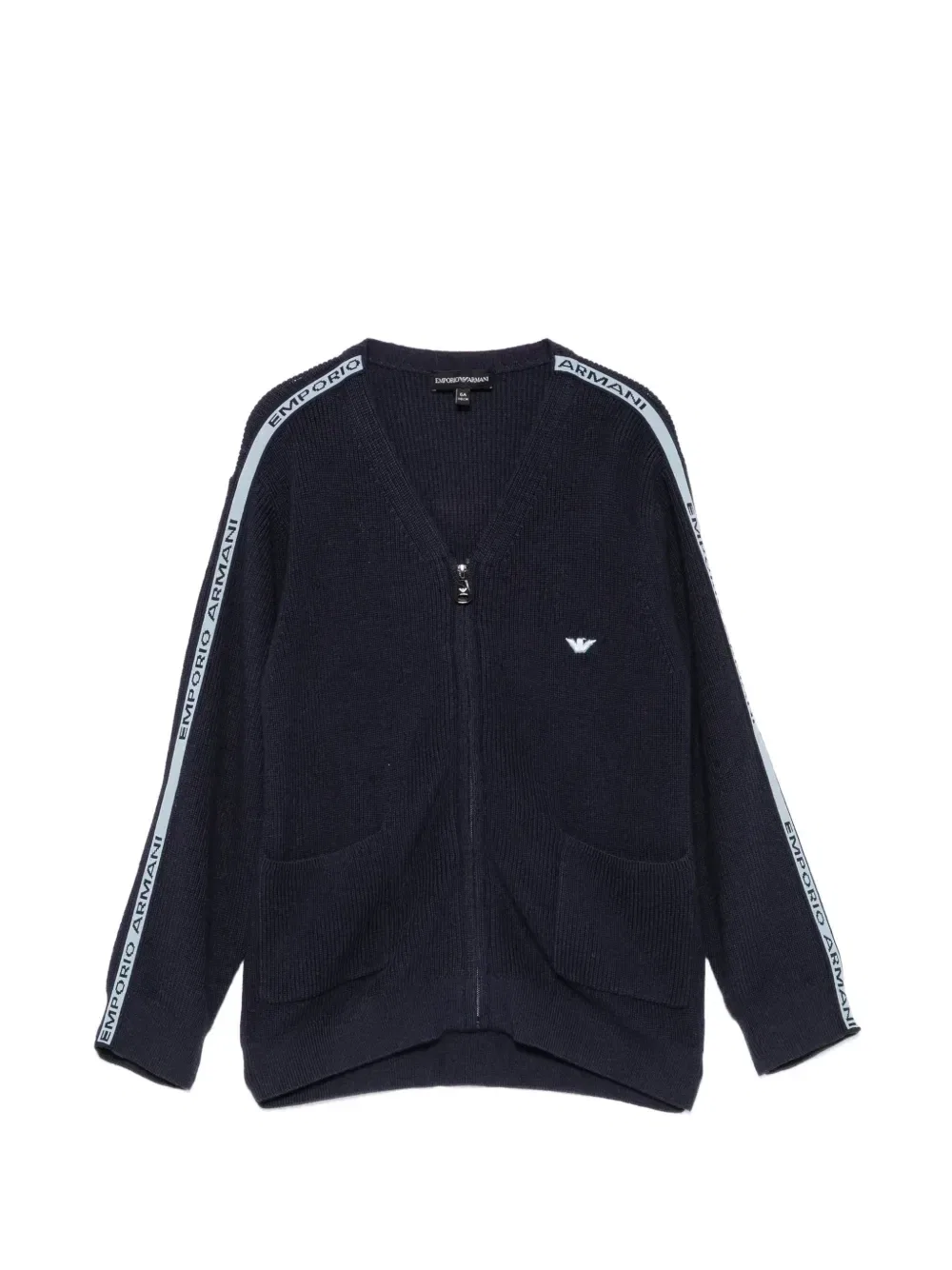 Кардиган на молнии с логотипом Emporio Armani Kids, синий