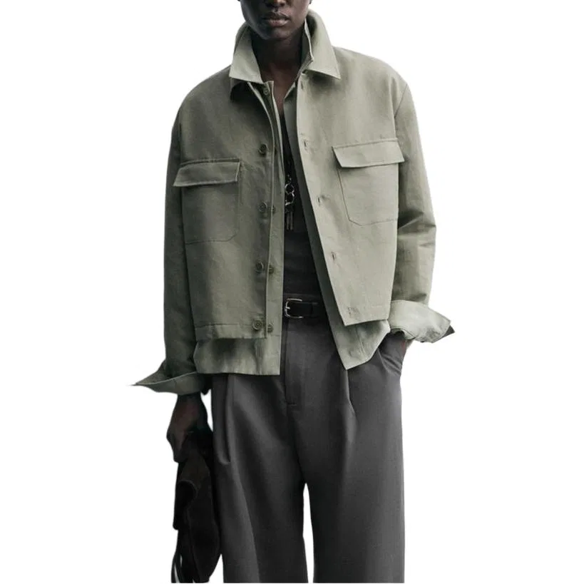 Мужская куртка с лацканами Light Green ZARA, Light Green — фото 4