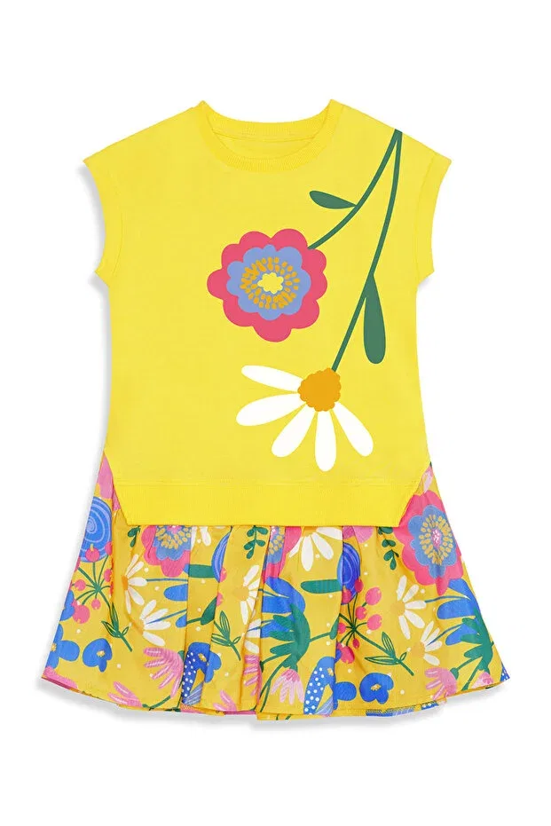 Детское платье для девочек с принтом Yellow Floral Daisy Mshb&G, Yellow — фото 4