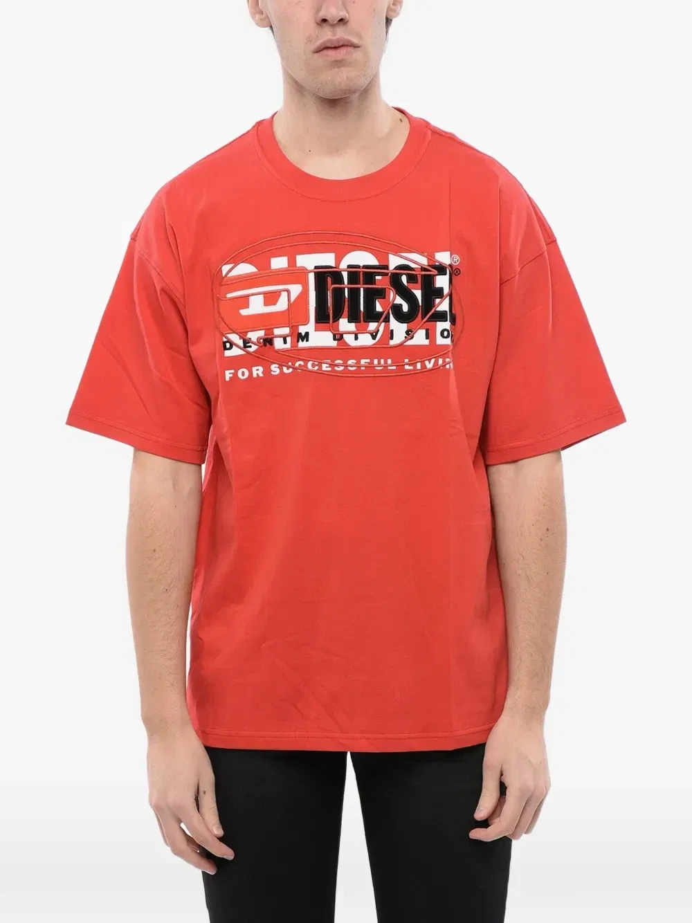 Футболка со слоями логотипов Diesel, красный