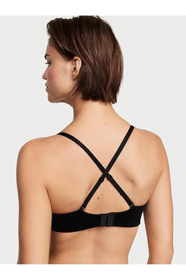 Женский бюстгальтер без бретелек с пуш-ап Smooth Strapless Bra Victoria'S Secret, Lacy Black — фото 3