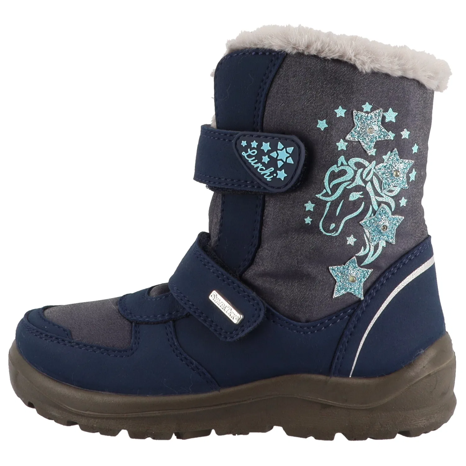 Детские зимние ботинки на липучках с блестками Lurchi, Dark Blue-Gray