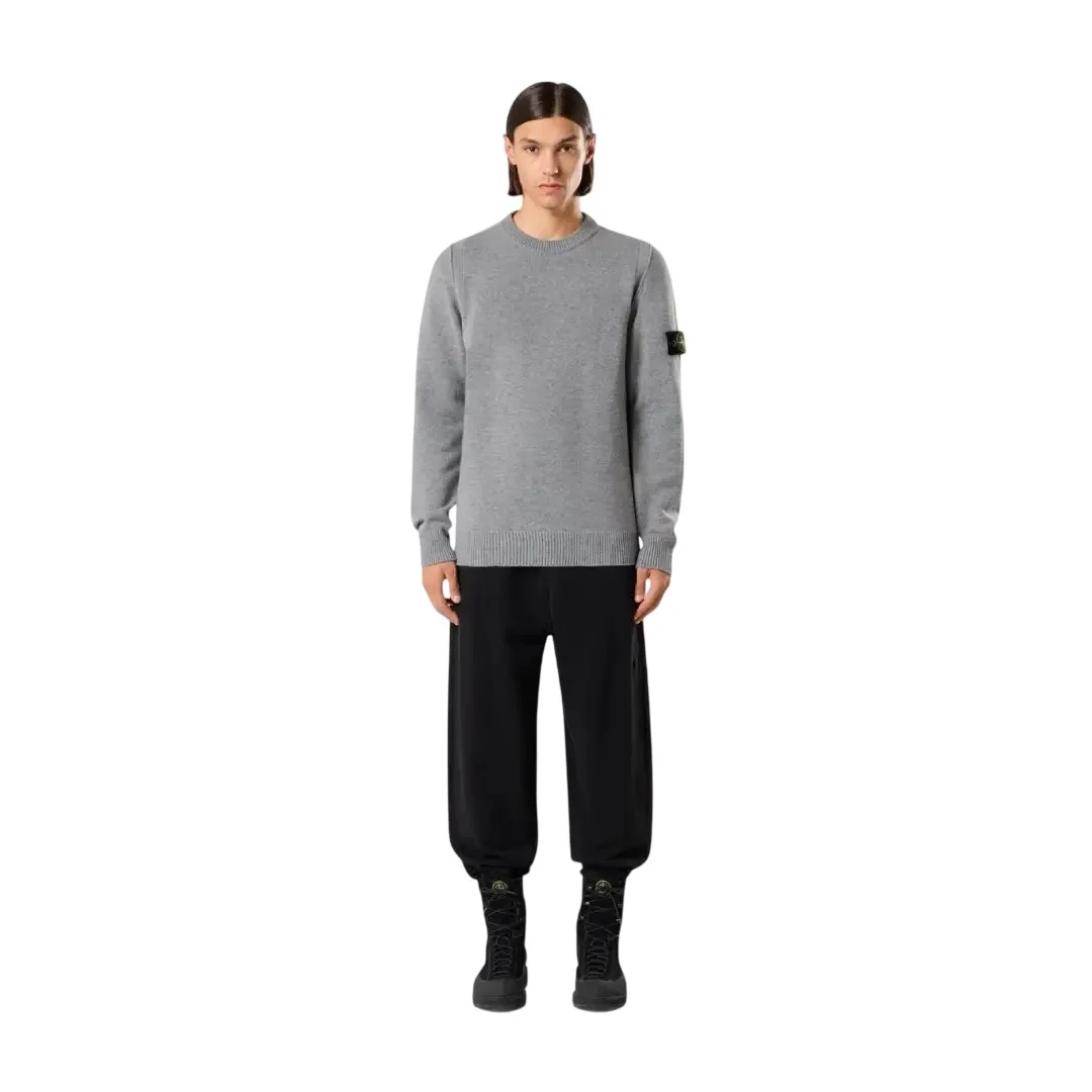 Мужской свитер Stone Island Regular-fit Crewneck With Ribbed Trims, серый меланж