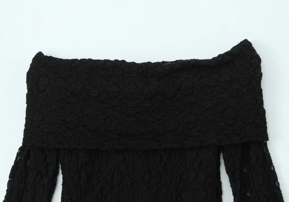 Женское облегающее платье с кружевной отделкой, Black — фото 3