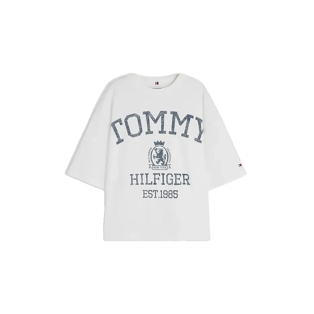 Женская футболка оверсайз с нагрудной эмблемой Tommy hilfiger, White — фото 3