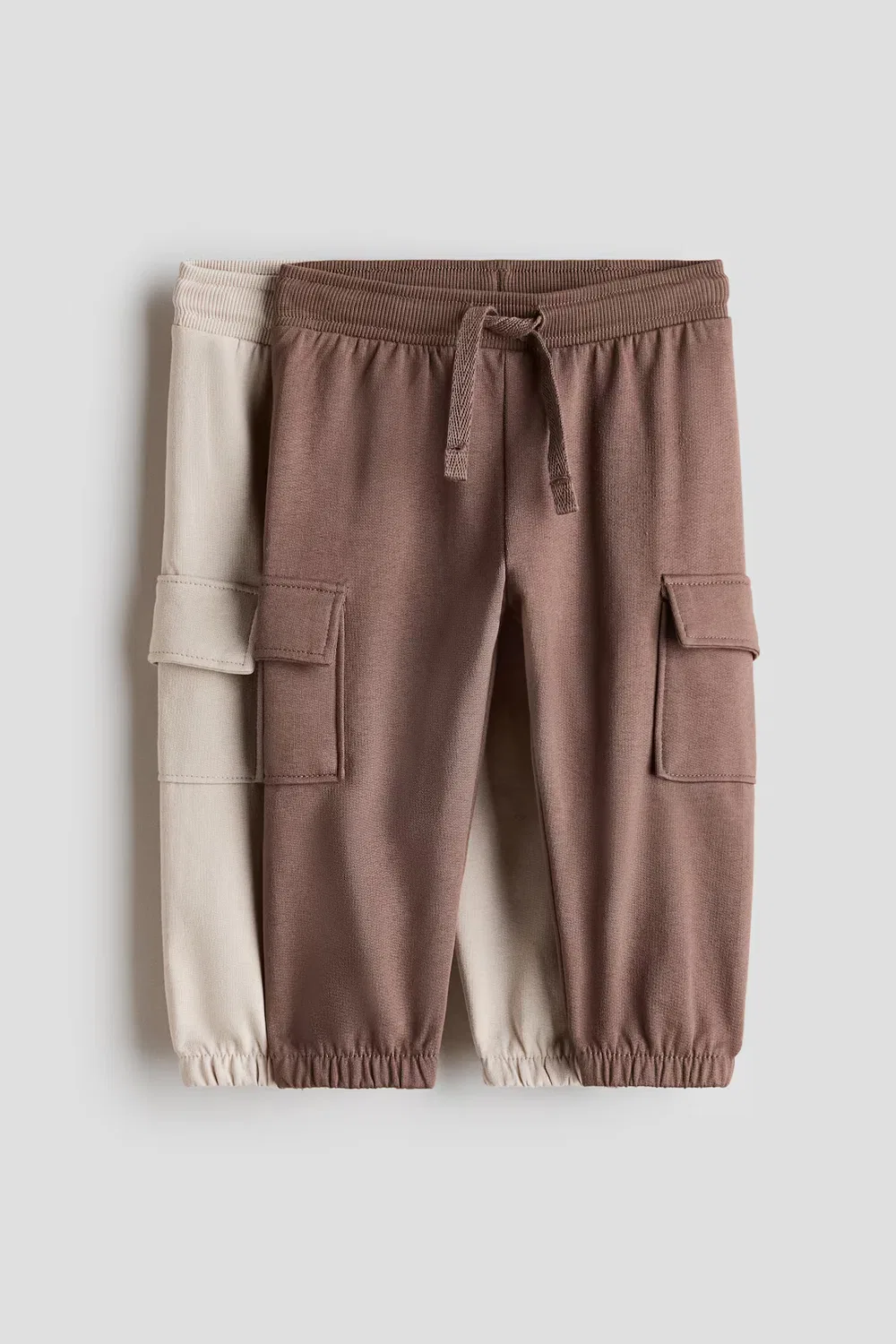 Комплект из 2 брюк-джоггеров с карманами H&M, Light Beige/Brown