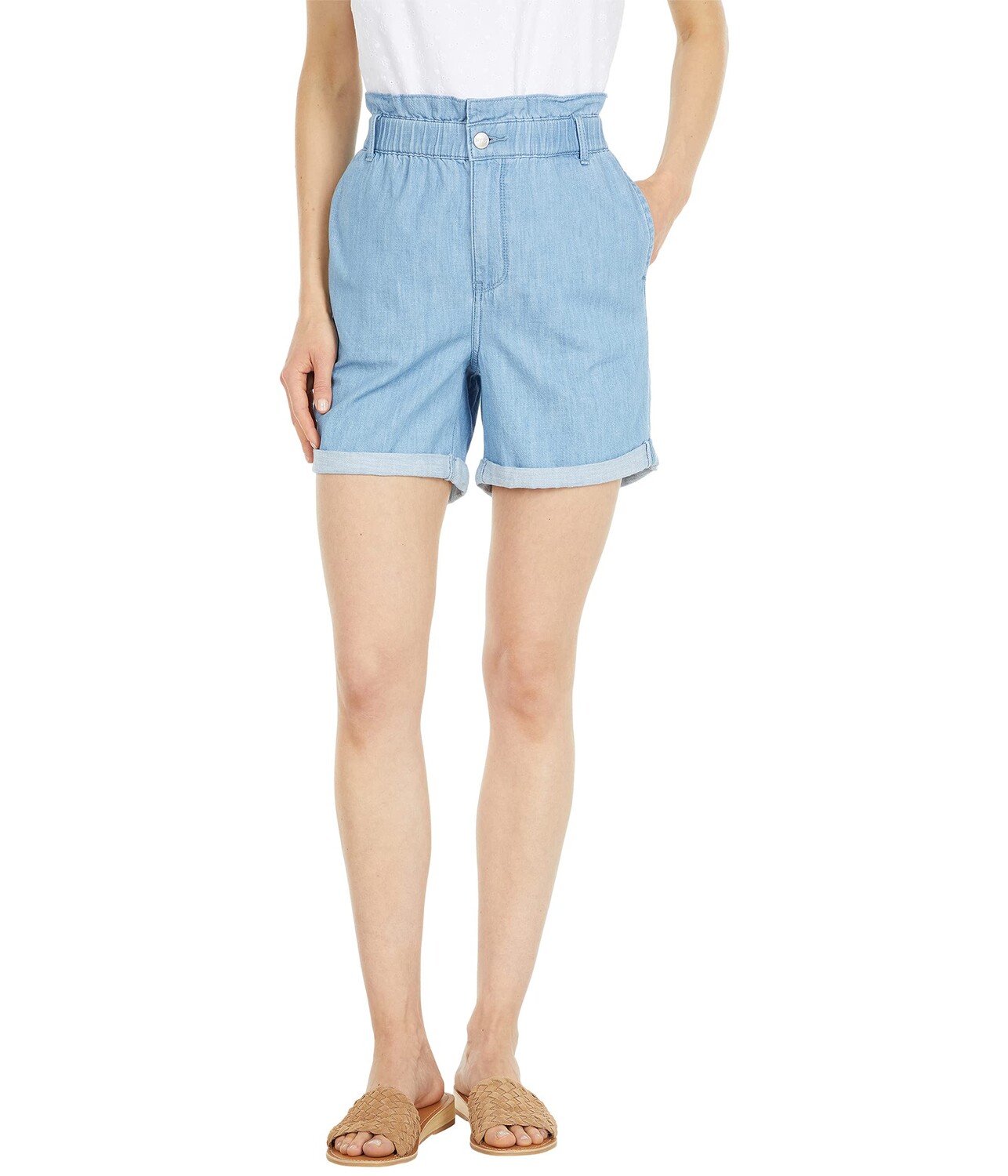 

Шорты NYDJ, Baggy Fit Denim Shorts in Light Stone