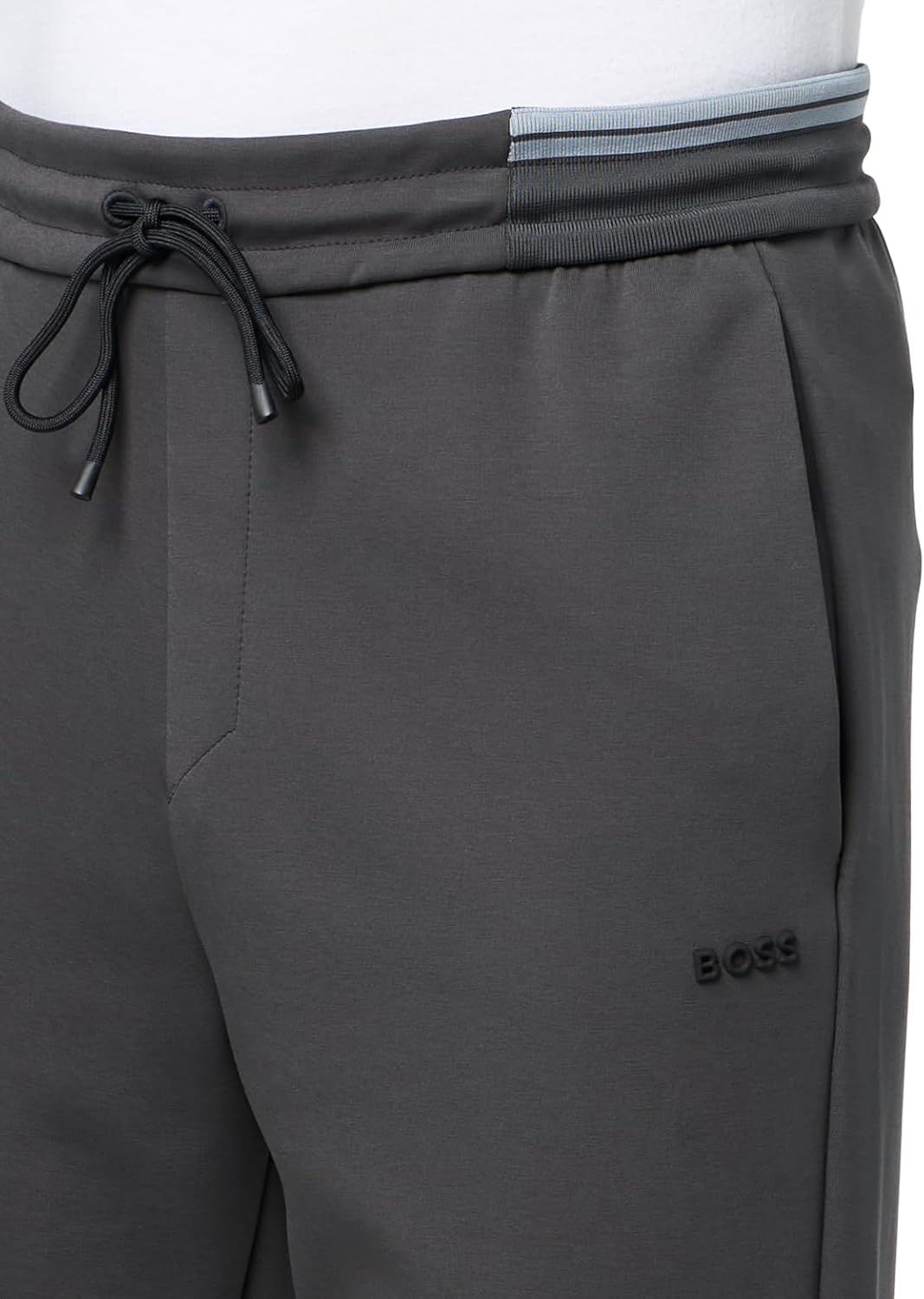 Брюки спортивные мужские BOSS Interlock Logo из хлопковой смеси, Asphalt — фото 3