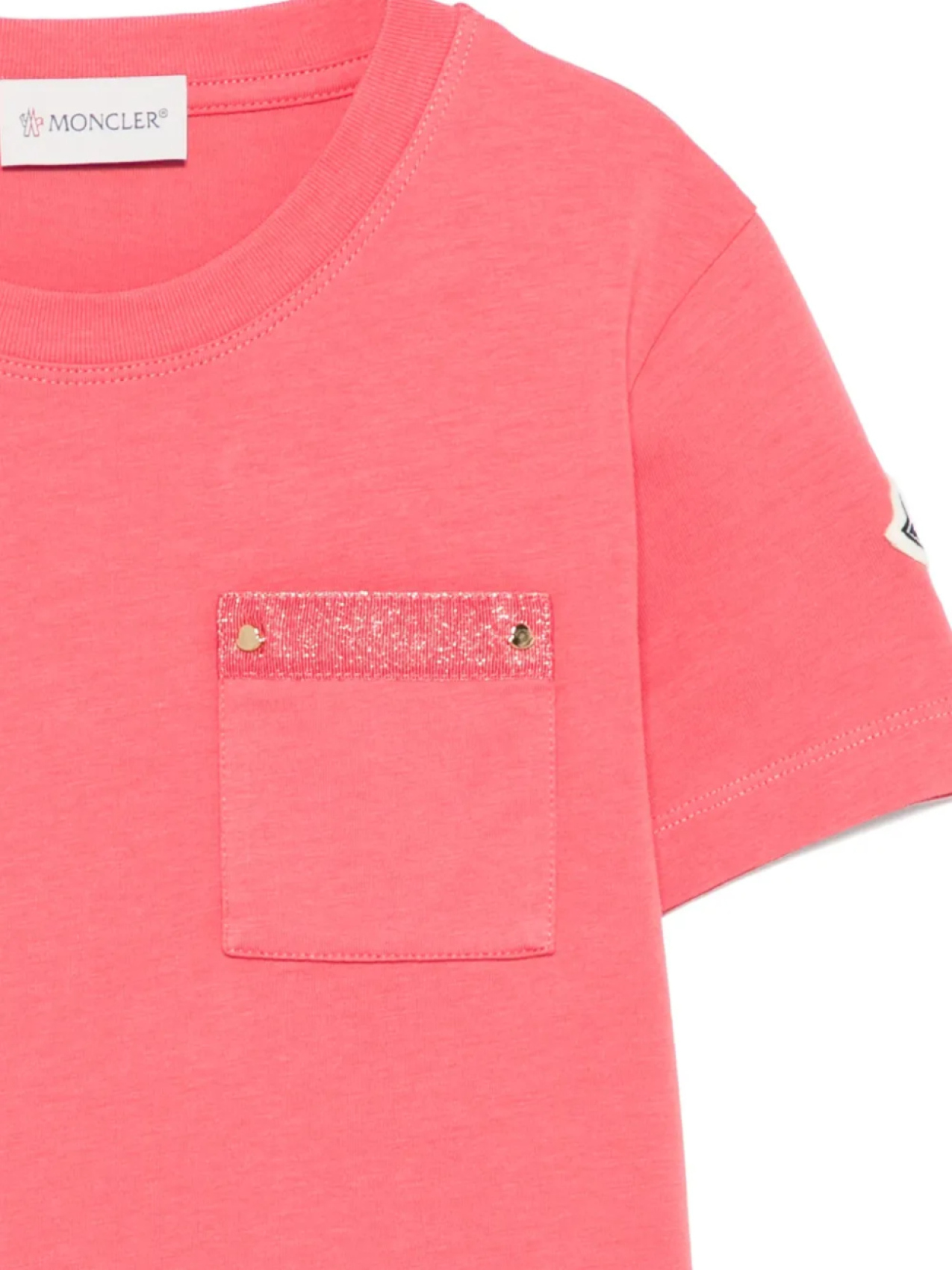 Moncler Enfant футболка с нашивкой-логотипом, розовый — фото 3