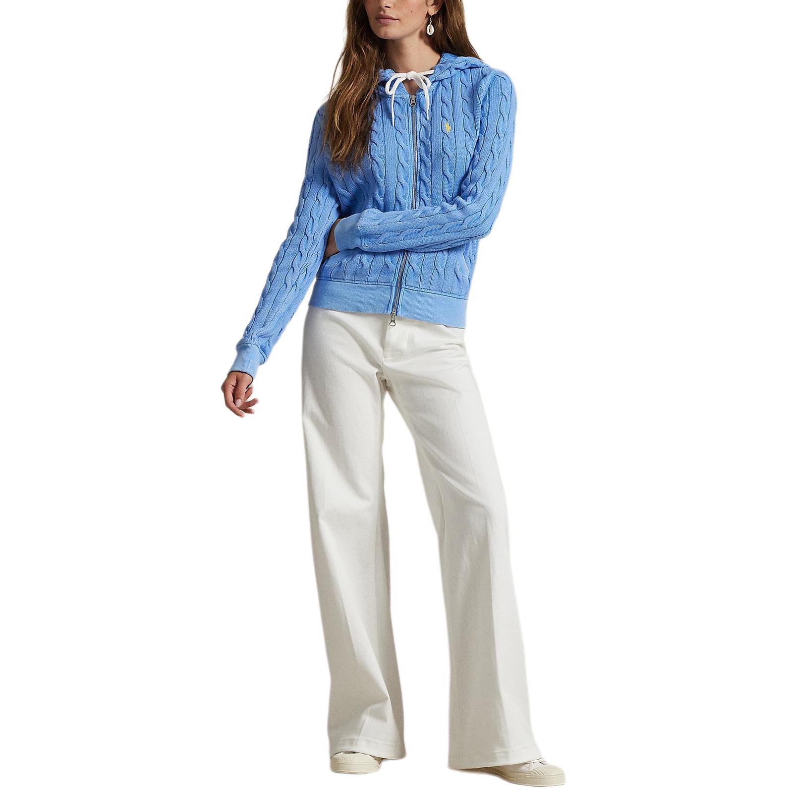 Топ Cable knit Cotton Hoodie Polo Ralph Lauren, синий — фото 2