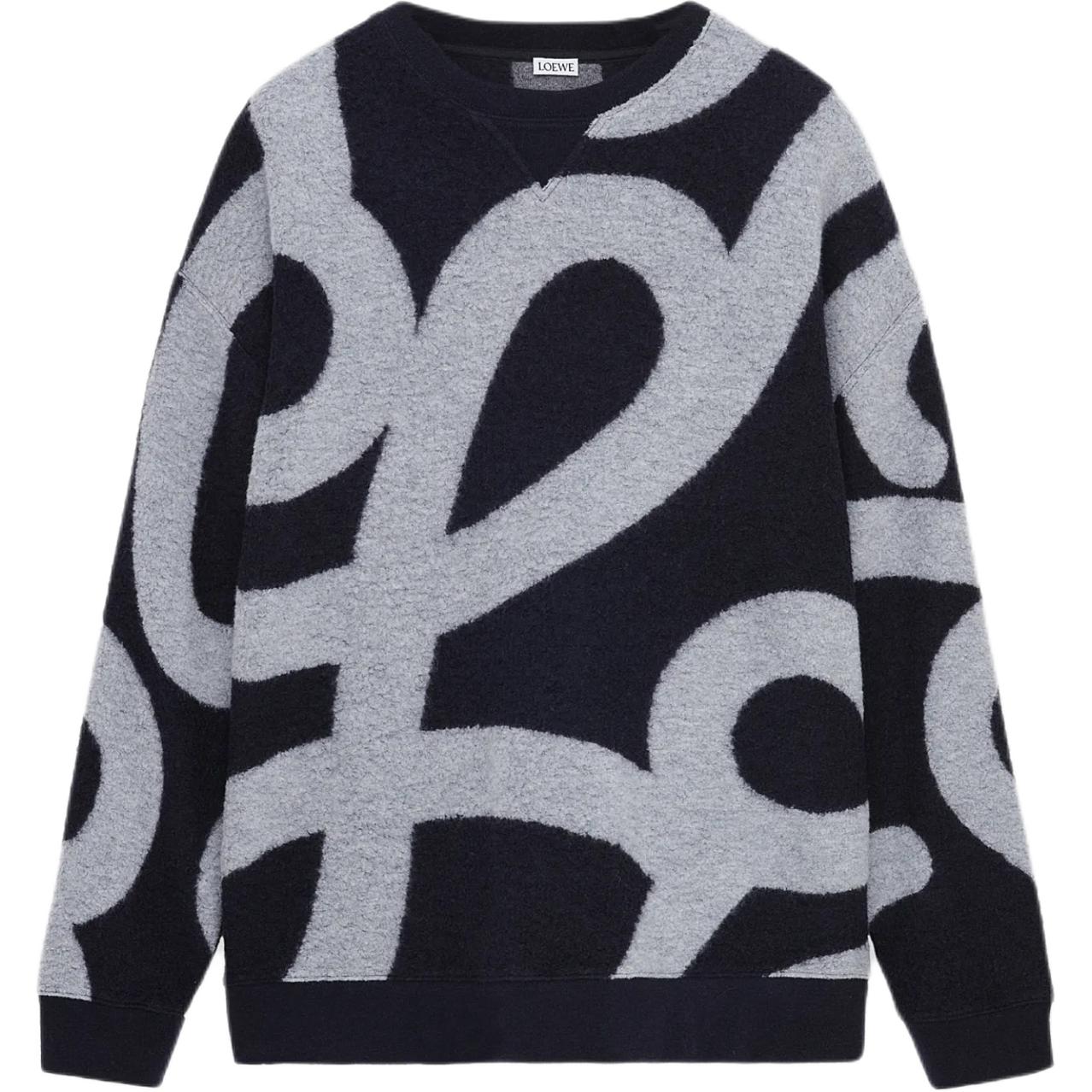 

LOEWE Свитер мужской сине-серый с круглым вырезом Moderate