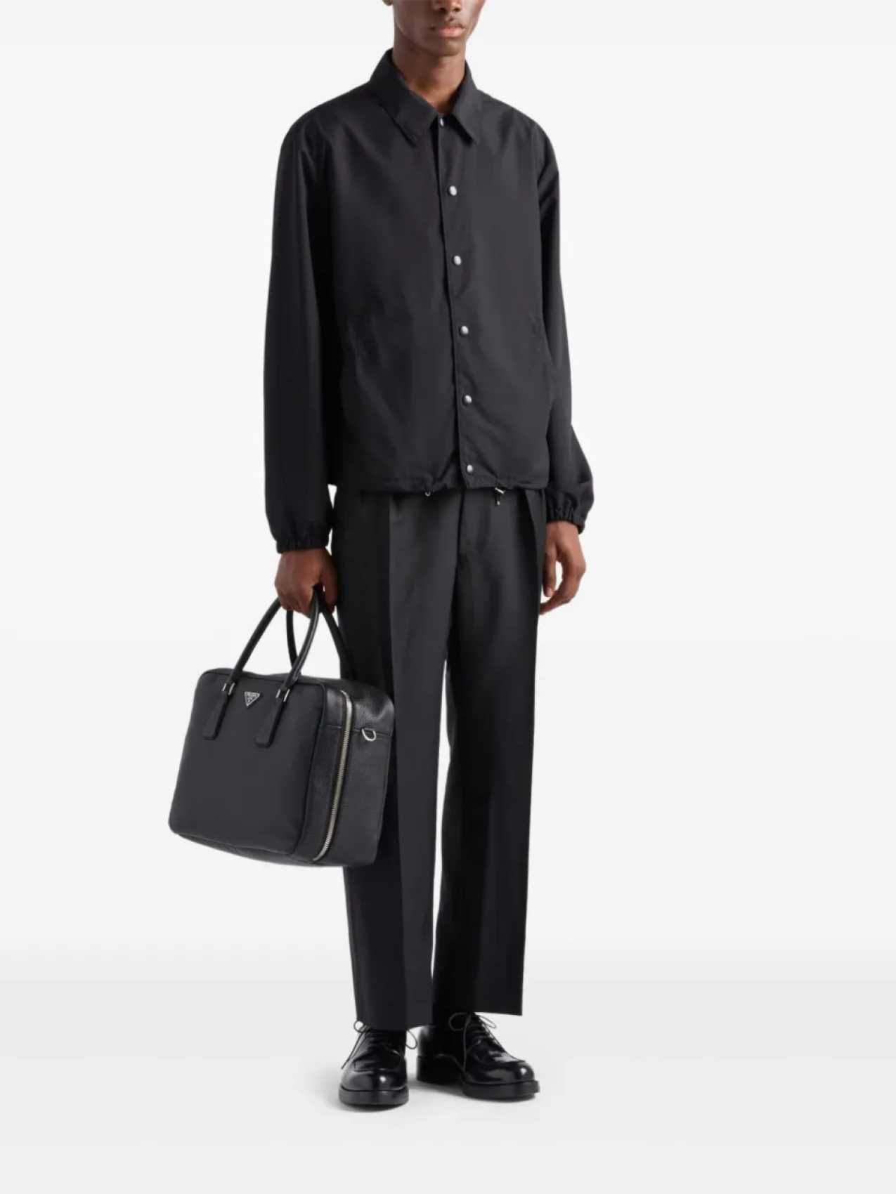 Куртка-рубашка Prada из шерсти, черный
