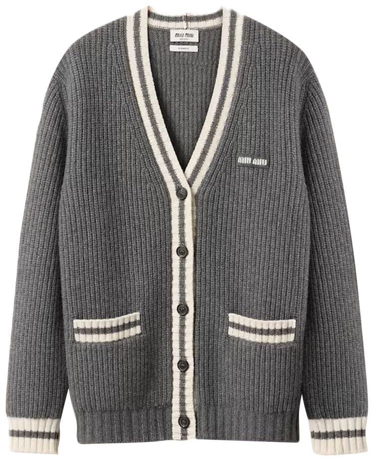 

Кардиган Miu Miu Silk Cashmere Cardigan 'Slate Grey', серый