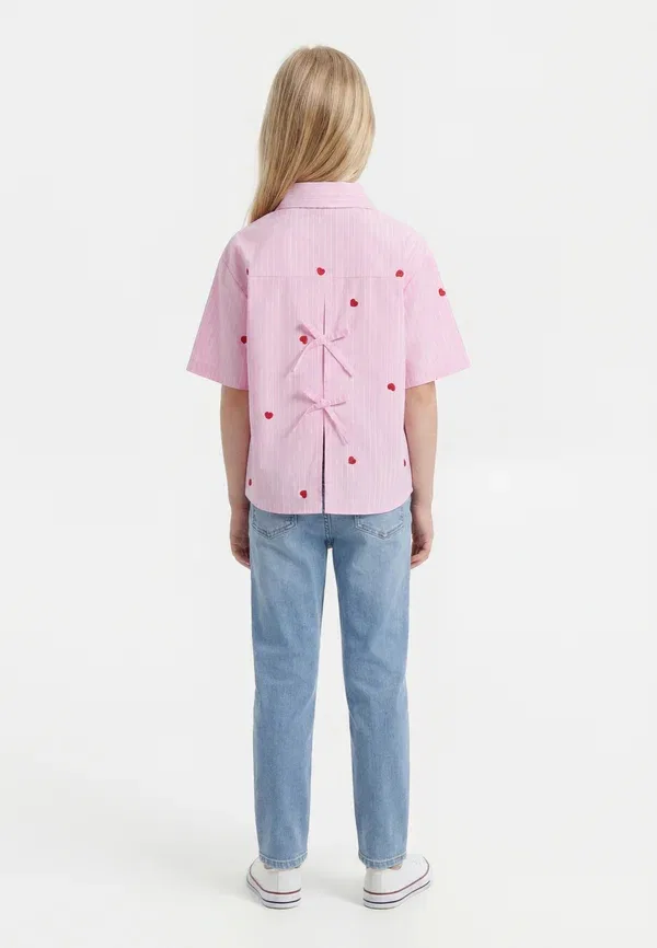 Рубашка Kognew lina stripe shirt Only Girls, бегониево-розовый/облачный танец/красный — фото 2