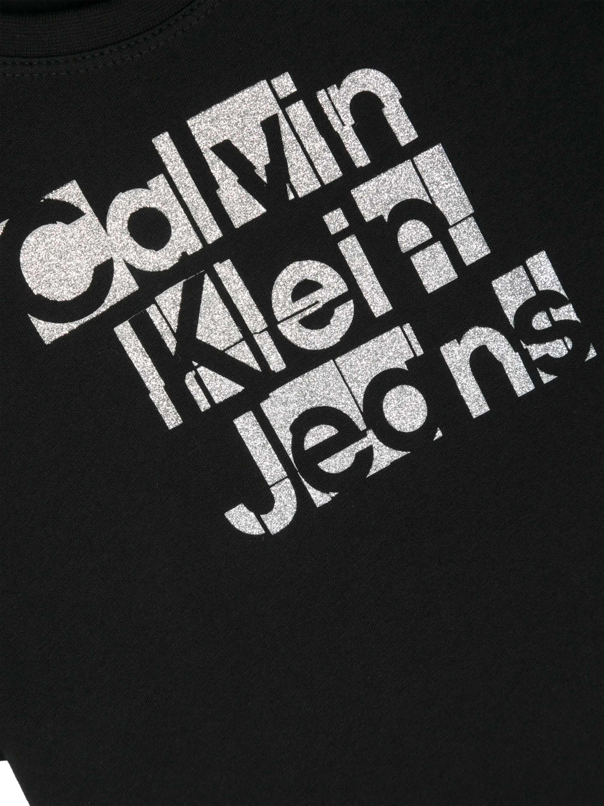 Футболка с логотипом и блестками Calvin Klein Kids, черный — фото 3