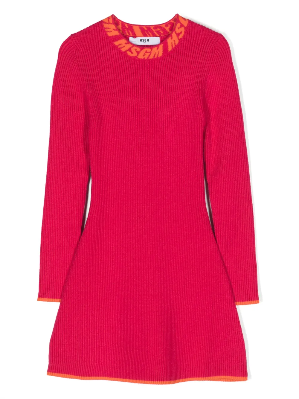 

Расклешенное платье вязки интарсия MSGM Kids, розовый