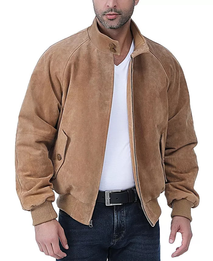 

Мужская кожаная куртка-бомбер из замши WWII Landing Leathers, коричневый/бежевый