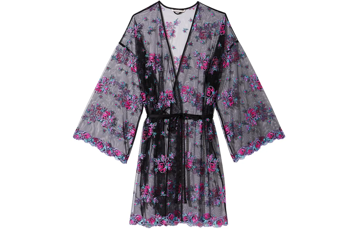 Женский халат Victoria's Secret, Black Floral Embroidery