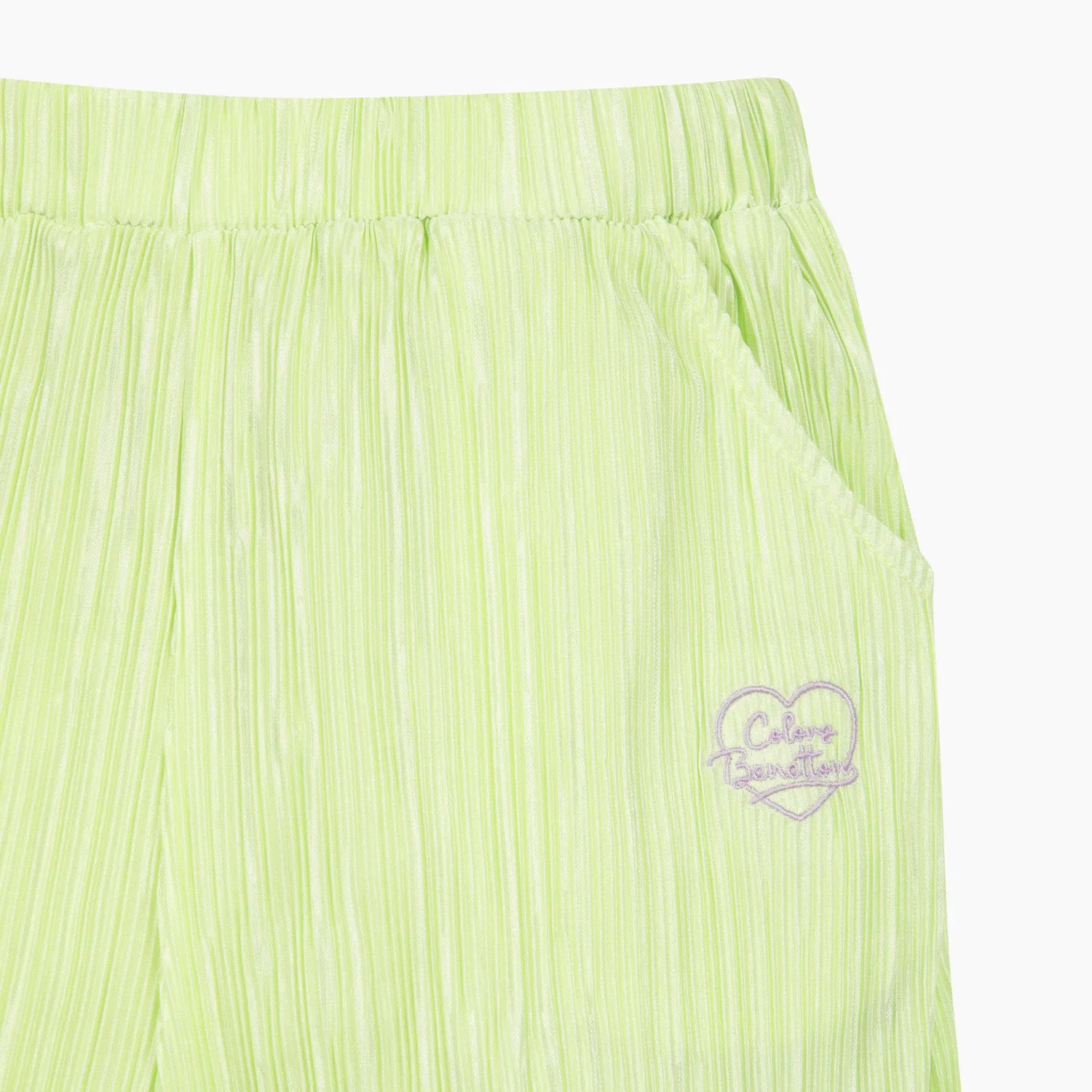 Детские укороченные брюки 8/8 лаймовые от Benetton Kids — фото 4