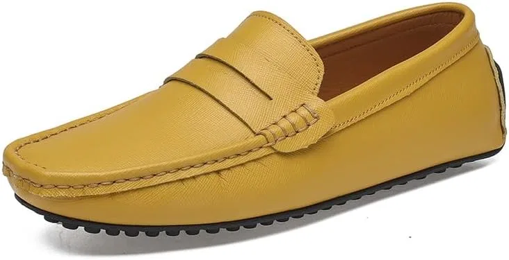 Лоферы мужские, кожаные, Penny Driving Loafer, желтый SayfuR
