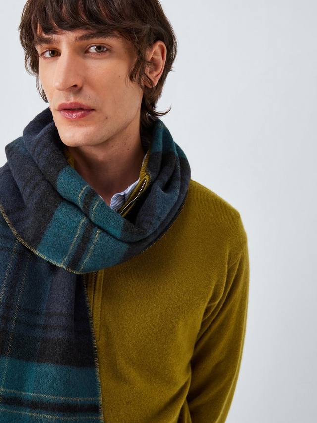 

Шарф из шерсти Double Face в клетку John Lewis, Blue/Multi
