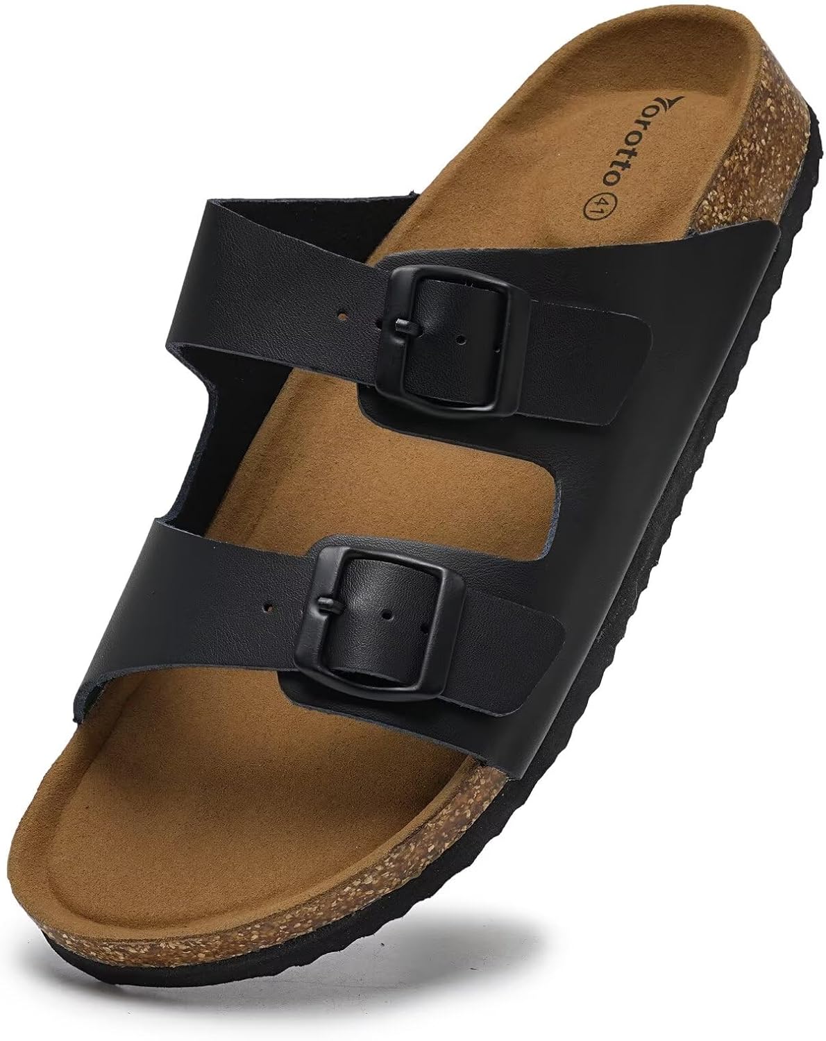 

Мужские слайдеры Torotto из натуральной кожи с пробковой стелькой, открытым носком и регулируемыми ремешками, плоские сандалии для прогулок, пляжа, дома, черный