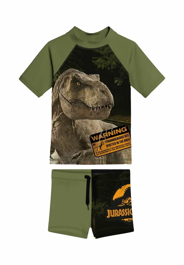 Купальный набор UV Schutz 30 Badeanzug Badeset Shirt und Hose Zweiteiler Swimsuit Jurassic World, зелёный