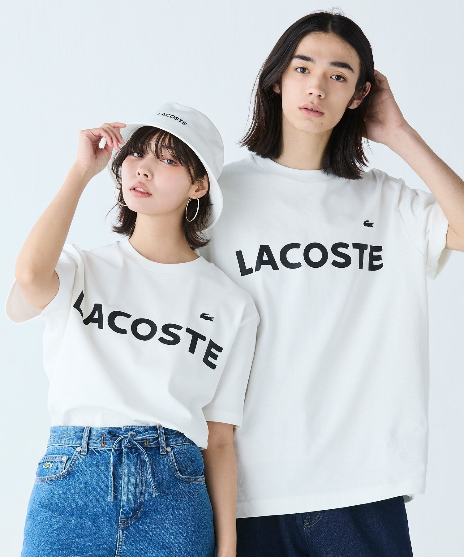 Футболка Lacoste, короткий рукав, плотная ткань, резиновый принт и логотип, off white