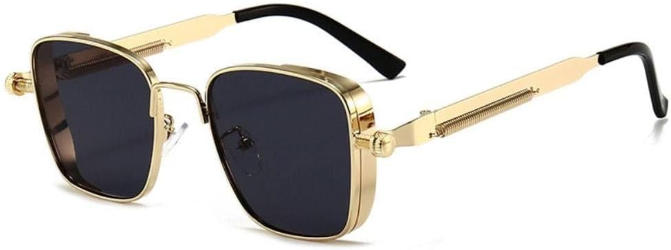 

Солнцезащитные очки в стиле панк с металлической оправой, защита глаз от УФ-излучения 400, ретро-очки, аксессуары для путешествий, украшение для уличных фотосессий HVTVTLA, Black Gold