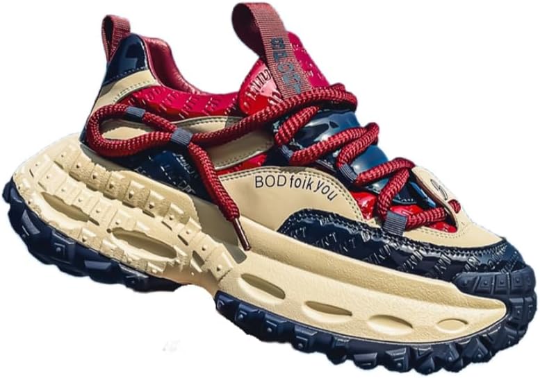 

Мужские модные спортивные кроссовки с толстой подошвой - дышащие и удобные, противоскользящие и прочные, подходят для всех сезонов, универсальны для повседневной носки Clolinde, красный/синий