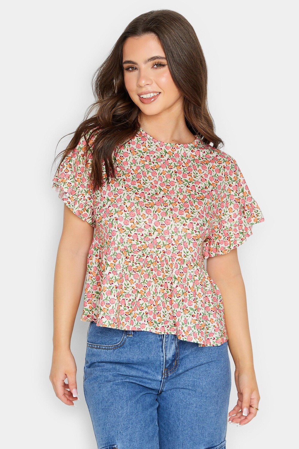 

Топ Petite Ditsy с баской и цветочным принтом PixieGirl, розовый, Серый, Топ Petite Ditsy с баской и цветочным принтом PixieGirl, розовый