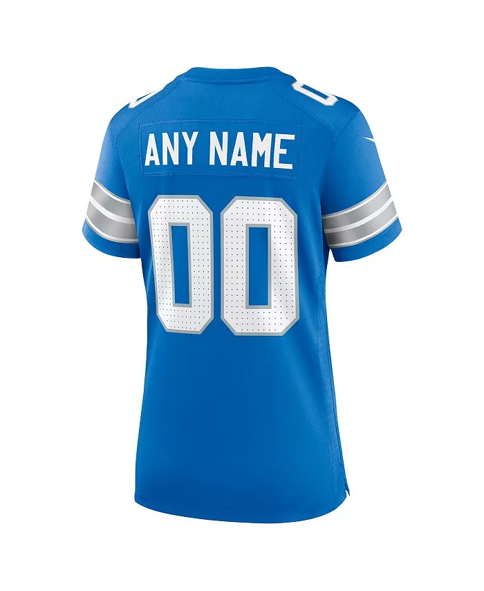 Женская синяя кастомная игровая футболка Detroit Lions Nike — фото 3