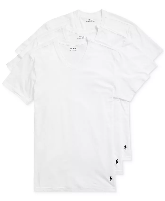

Мужские классические майки с V-образным вырезом, 3 шт Polo Ralph Lauren, белый