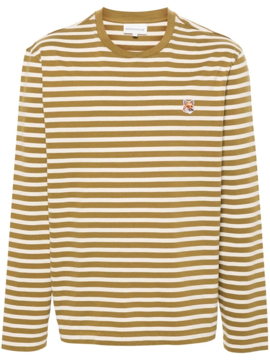 

Maison Kitsuné футболка Fox Head в полоску, зеленый