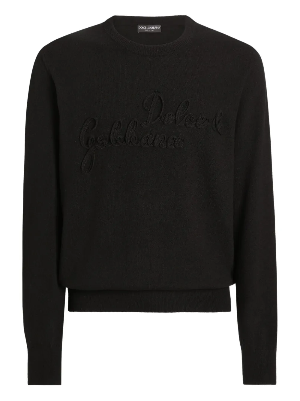 

Свитер с круглым вырезом и вышитым логотипом DOLCE & GABBANA, черный