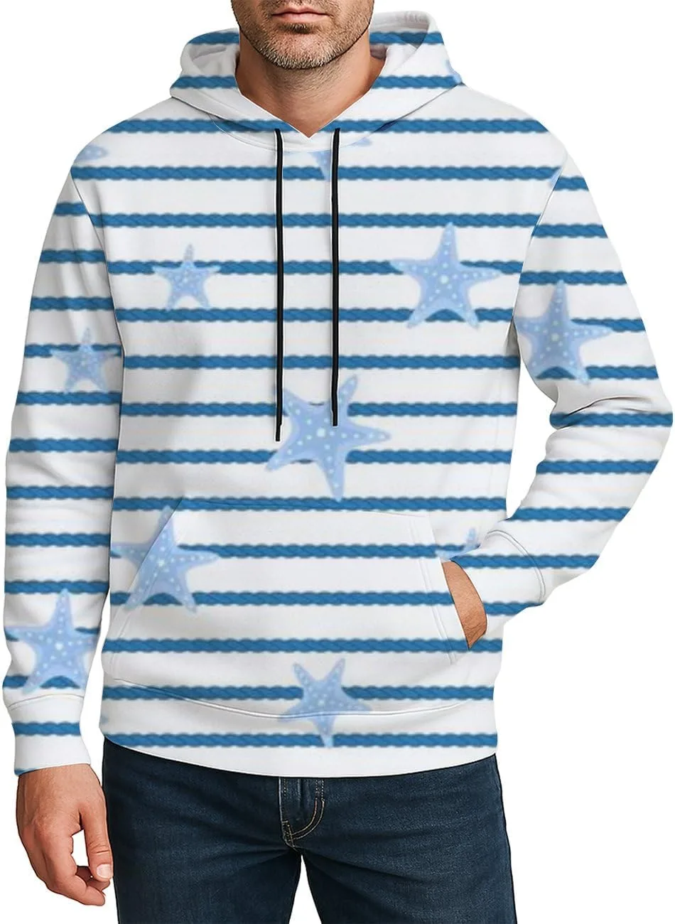 

Толстовка с капюшоном Graphic Chic Light Blue с морскими мотивами и карманом Deovige