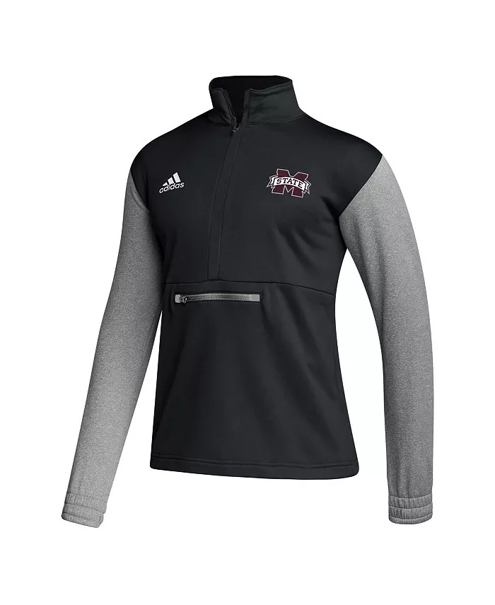 Мужская черная толстовка Mississippi State Bulldogs Sideline AEROREADY с полузастежкой adidas — фото 3
