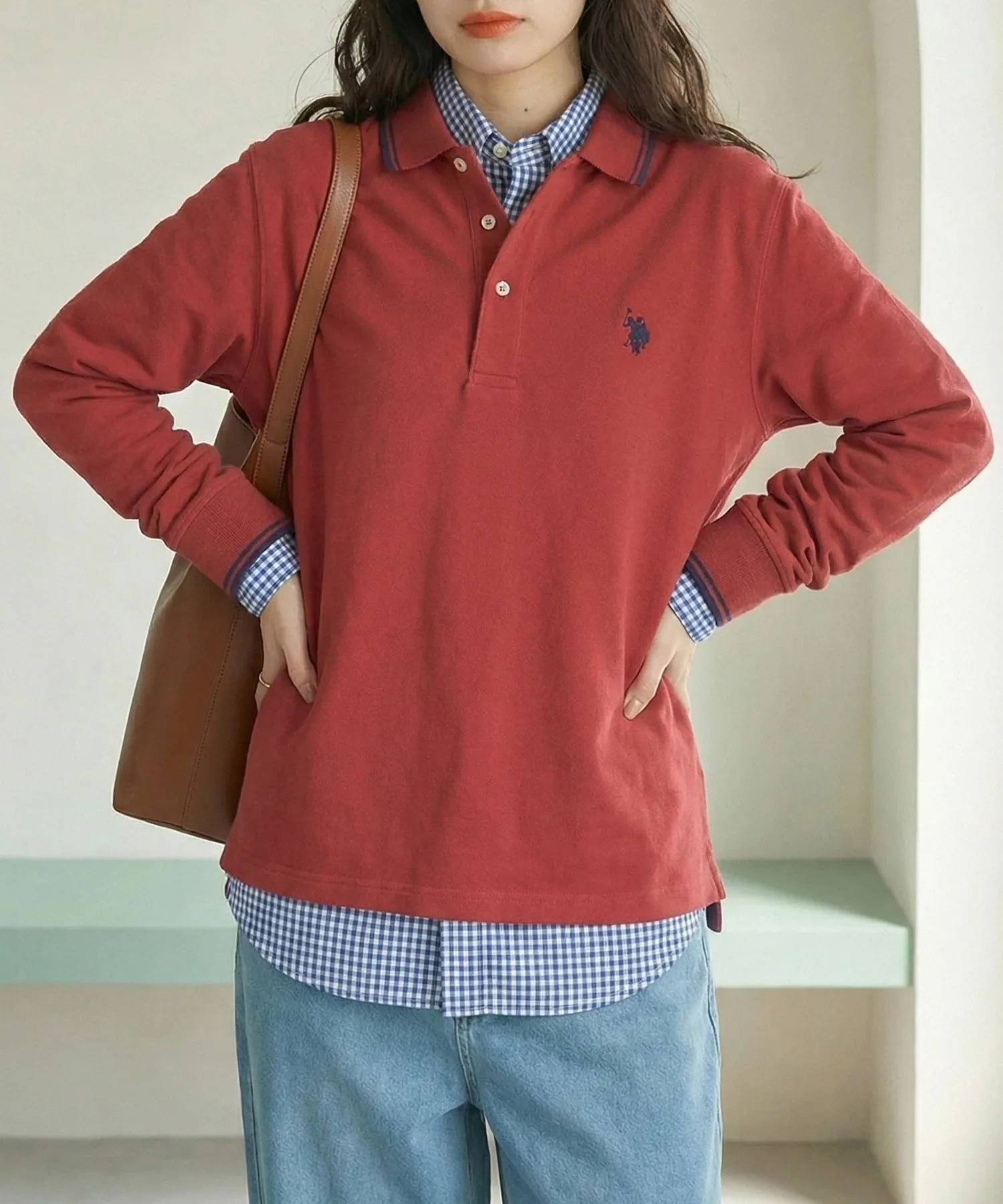 Футболка-поло с длинным рукавом US POLO ASSN./Tipline, унисекс. U.S. Polo Assn., RED — фото 3