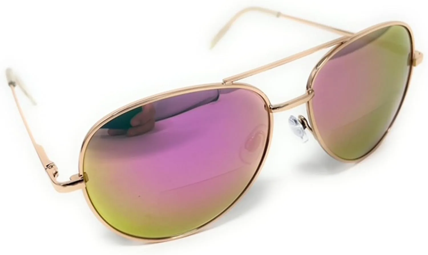 

Бифокальные солнцезащитные очки для чтения для женщин и мужчин, 100% защита от UVA и UVB излучения, зеркальные линзы типа «авиатор» (розовые, 2.00) MyUV, Pink