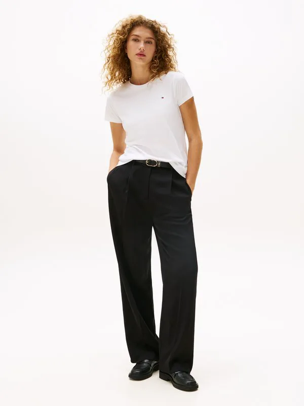 Классическая футболка с круглым вырезом в стиле ретро Tommy Hilfiger, Classic White — фото 2