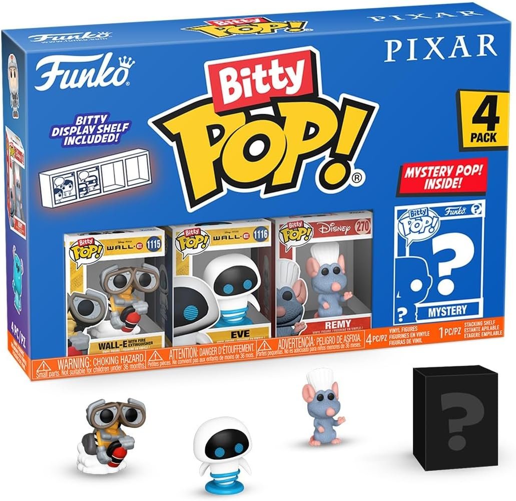 

Funko POP! Pixar Bitty Pop, 4 упаковки, 2,5 см, Wall-E Eve Remy