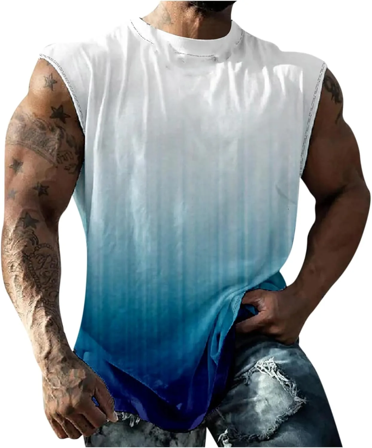 Футболка-майка для мужчин Muscle Sleeveless, летняя, градиентная