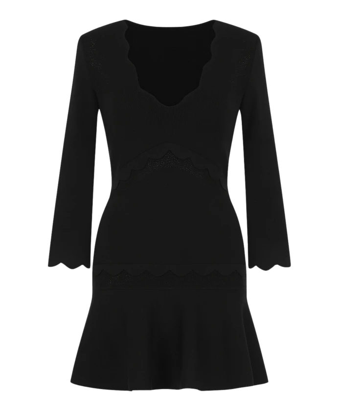 

Элегантное черное платье с романтическими деталями Twinset, черный