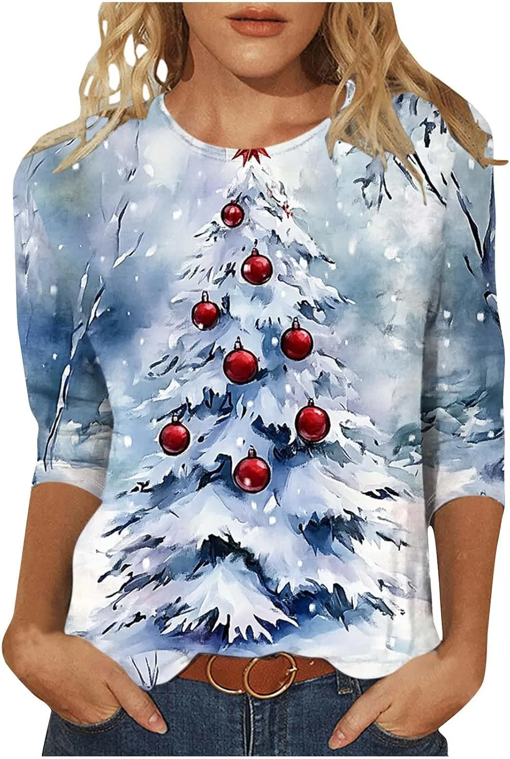 Женская футболка с рождественским принтом, Christmas Tree, Multicolor
