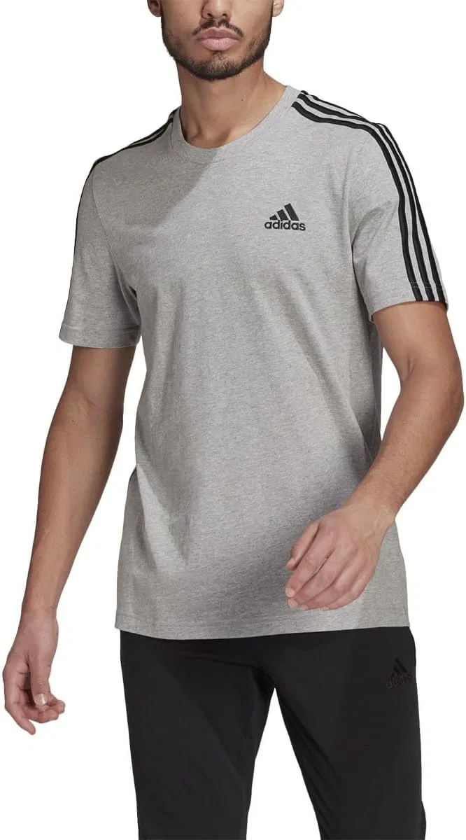Мужская футболка с тремя полосками Essentials adidas, Medium Grey Heather